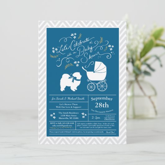 Chow Chow Dog Baby shower Boy Blue Kaart (Staand voorkant)