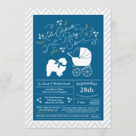 Chow Chow Dog Baby shower Boy Blue Kaart