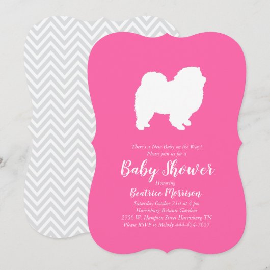 Chow Chow Dog Baby shower Girl Pink Kaart (Voorkant / Achterkant)
