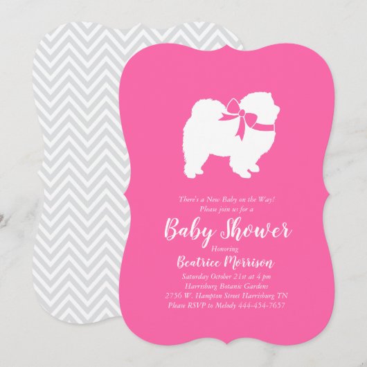 Chow Chow Dog Baby shower Girl Pink Kaart (Voorkant / Achterkant)