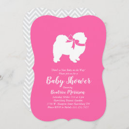 Chow Chow Dog Baby shower Girl Pink Kaart