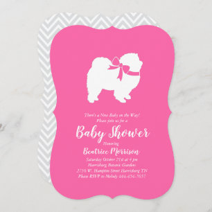 Chow Chow Dog Baby shower Girl Pink Kaart