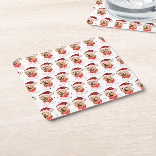 Chow Chow Dog Christmas Pattern Kartonnen Onderzetters (Schuin)