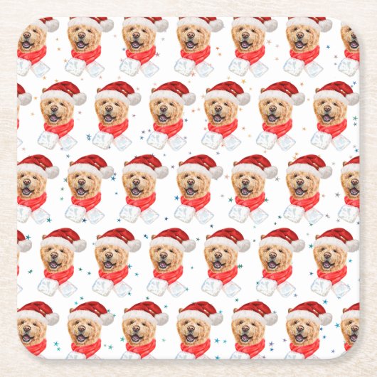 Chow Chow Dog Christmas Pattern Kartonnen Onderzetters (Voorkant)