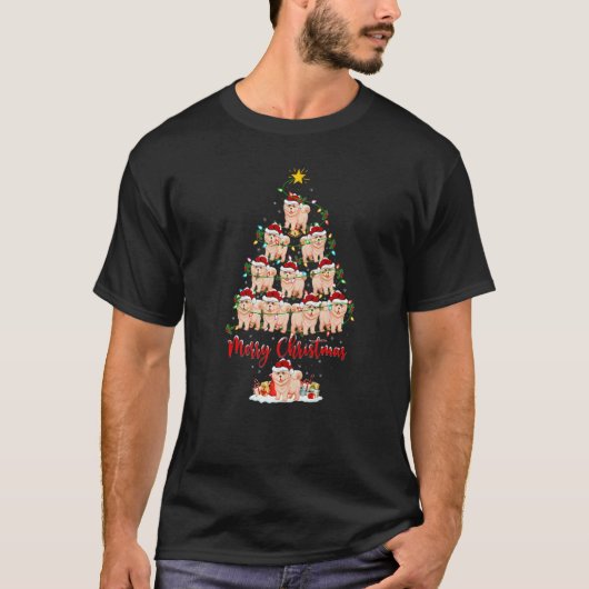 Chow Chow Dog Christmas Tree Lights  Chow Chow Xma T-shirt (Voorkant)