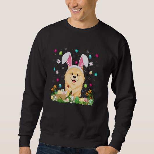 Chow Chow Dog Easter Egg Hunt Bunny Ear Chow Chow Trui (Voorkant)