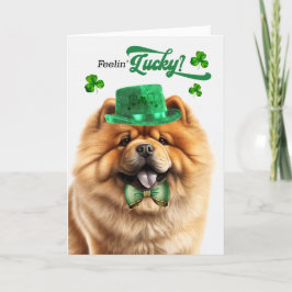 Chow Chow Dog Feelin' Lucky St Patrick's Day Feestdagen Kaart