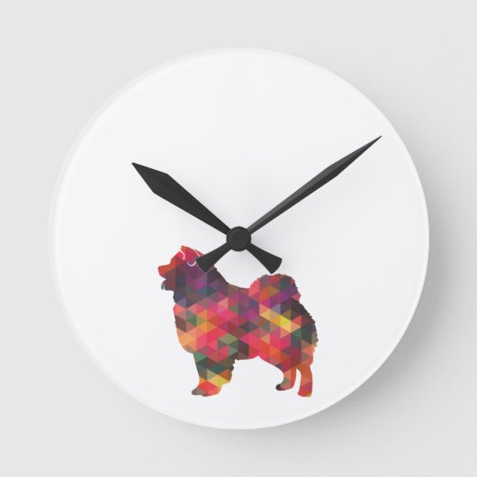 Chow Chow Dog Geometric Pattern Silhouette Multi Ronde Klok (Voorkant)