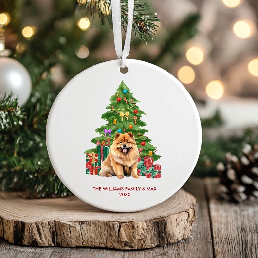 Chow Chow Dog Gepersonaliseerde Kerst Keramisch Ornament