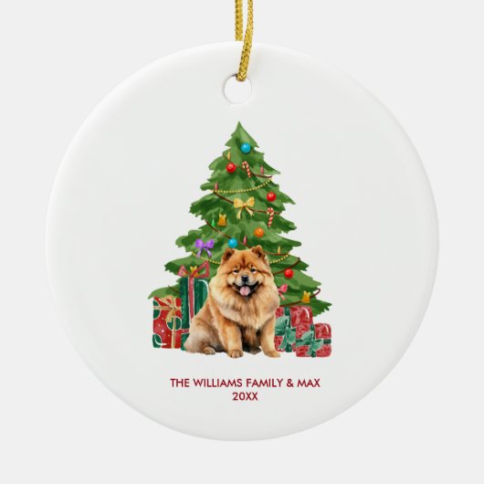 Chow Chow Dog Gepersonaliseerde Kerst Keramisch Ornament (Voorkant)