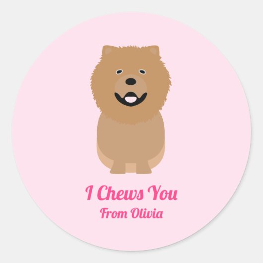 Chow Chow Dog Gift Label, Valentijnsdag Party Ronde Sticker (Voorkant)