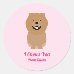 Chow Chow Dog Gift Label, Valentijnsdag Party Ronde Sticker