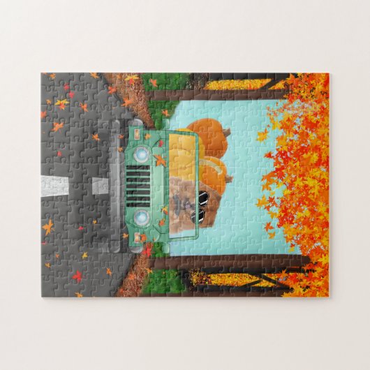 Chow Chow Dog Herfst Pumpkin Legpuzzel (Horizontaal)