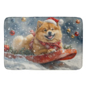 Chow Chow Dog in Sledge Laat het Sneeuw Kerstmis Badmat (Voorkant)