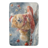Chow Chow Dog in Sledge Laat het Sneeuw Kerstmis Badmat (Voorkant Verticaal)