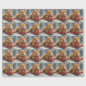 Chow Chow Dog in Sledge Laat het Sneeuw Kerstmis Cadeaupapier (Vlak)