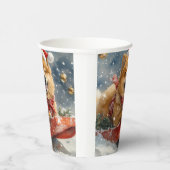 Chow Chow Dog in Sledge Laat het Sneeuw Kerstmis Papieren Bekers (Rechts)