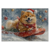 Chow Chow Dog in Sledge Laat het Sneeuw Kerstmis Snijplank (Voorkant)