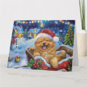 Chow Chow Dog in Sleigh Sneeuw Kerstmis Kaart (Voorkant)