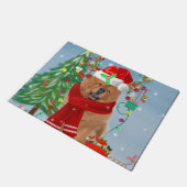 Chow Chow Dog in sneeuw met kerstcadeautjes Deurmat (Schuin)