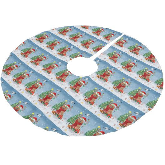 Chow Chow Dog in sneeuw met kerstcadeautjes Kerstboom Rok (Gekanteld)