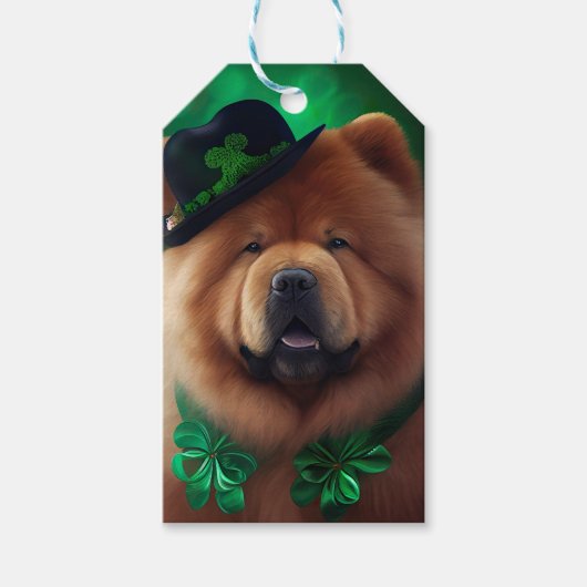 Chow Chow Dog in St. Patrick's Day Dress Cadeaulabel (Voorkant)