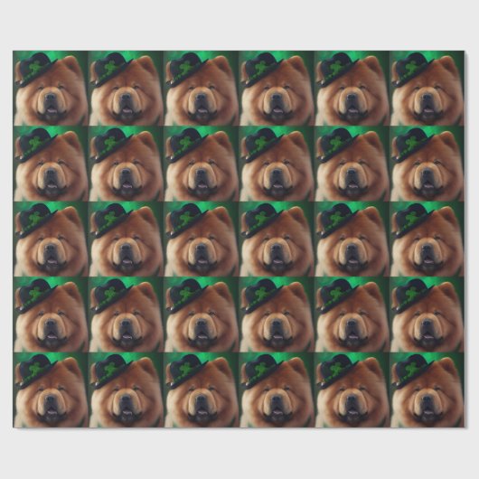 Chow Chow Dog in St. Patrick's Day Dress Cadeaupapier (Vlak)