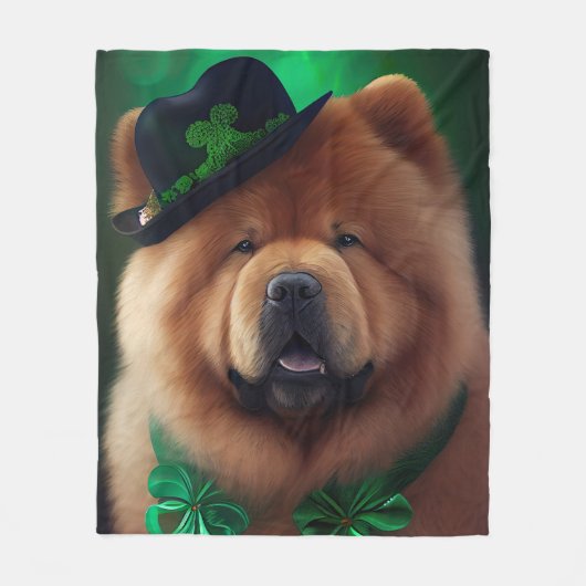 Chow Chow Dog in St. Patrick's Day Dress Fleece Deken (Voorkant)