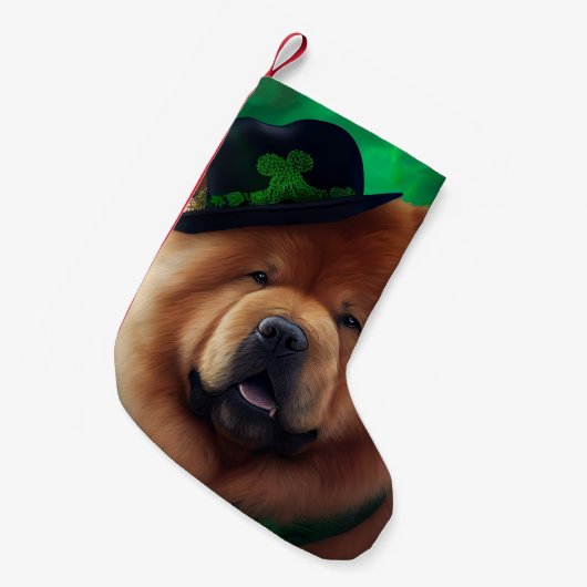 Chow Chow Dog in St. Patrick's Day Dress Kleine Kerstsok (Voorkant (Hangend))