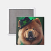 Chow Chow Dog in St. Patrick's Day Dress Magneet (Voorkant / Achterkant)