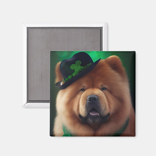 Chow Chow Dog in St. Patrick's Day Dress Magneet (Voorkant / Achterkant)