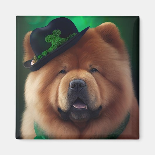 Chow Chow Dog in St. Patrick's Day Dress Magneet (Voorkant)