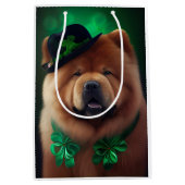Chow Chow Dog in St. Patrick's Day Dress Medium Cadeauzakje (Voorkant)