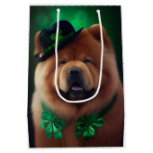 Chow Chow Dog in St. Patrick's Day Dress Medium Cadeauzakje (Achterkant)