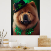 Chow Chow Dog in St. Patrick's Day Dress Poster (Keuken)
