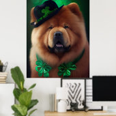 Chow Chow Dog in St. Patrick's Day Dress Poster (Thuiskantoor)