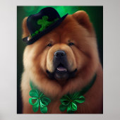 Chow Chow Dog in St. Patrick's Day Dress Poster (Voorkant)