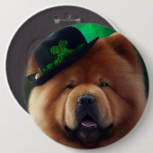 Chow Chow Dog in St. Patrick's Day Dress Ronde Button 6,0 Cm (Voorkant /achterkant)