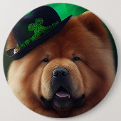 Chow Chow Dog in St. Patrick's Day Dress Ronde Button 6,0 Cm (Voorkant)
