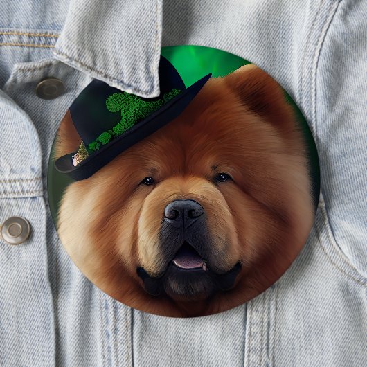 Chow Chow Dog in St. Patrick's Day Dress Ronde Button 6,0 Cm (In situ)