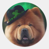 Chow Chow Dog in St. Patrick's Day Dress Ronde Sticker (Voorkant)