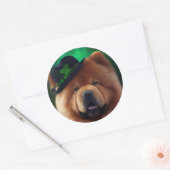 Chow Chow Dog in St. Patrick's Day Dress Ronde Sticker (Envelop)