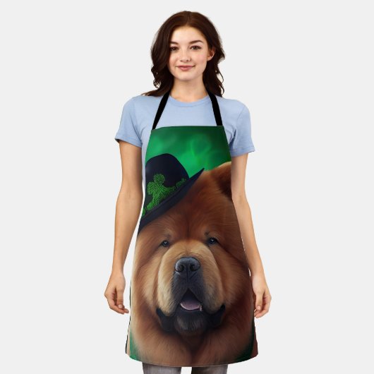 Chow Chow Dog in St. Patrick's Day Dress Schort (Gedragen)