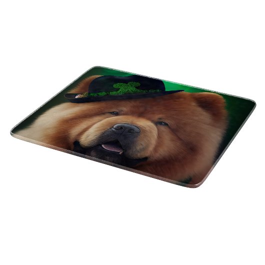 Chow Chow Dog in St. Patrick's Day Dress Snijplank (Hoek)