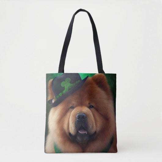 Chow Chow Dog in St. Patrick's Day Dress Tote Bag (Voorkant)