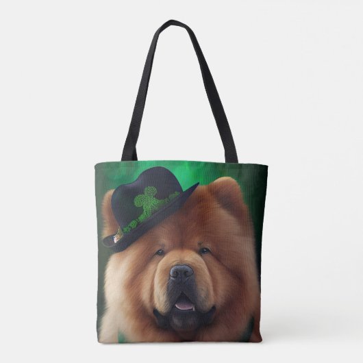 Chow Chow Dog in St. Patrick's Day Dress Tote Bag (Achterkant)