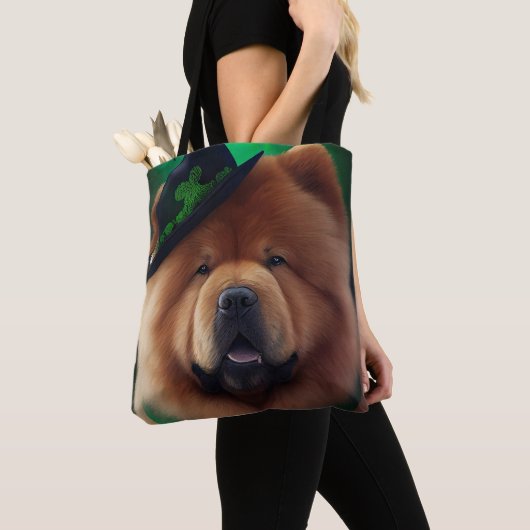 Chow Chow Dog in St. Patrick's Day Dress Tote Bag (Dichtbij)