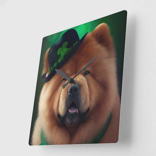 Chow Chow Dog in St. Patrick's Day Dress Vierkante Klok (Hoek)
