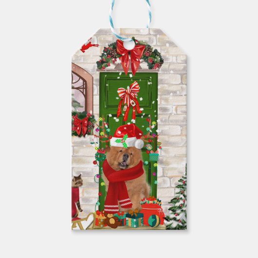 Chow Chow Dog Kerstmis Cadeaulabel (Voorkant)