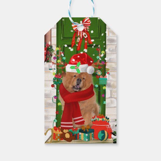 Chow Chow Dog Kerstmis Cadeaulabel (Achterkant)